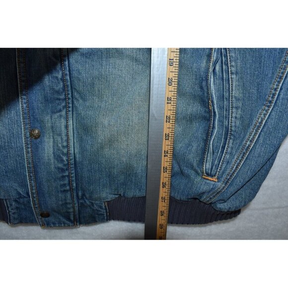 Indigo Red Denim Men's Vest Size 3XL Blue Sherpa Lined Embroidered Cotton Peace - Picture 16 of 16